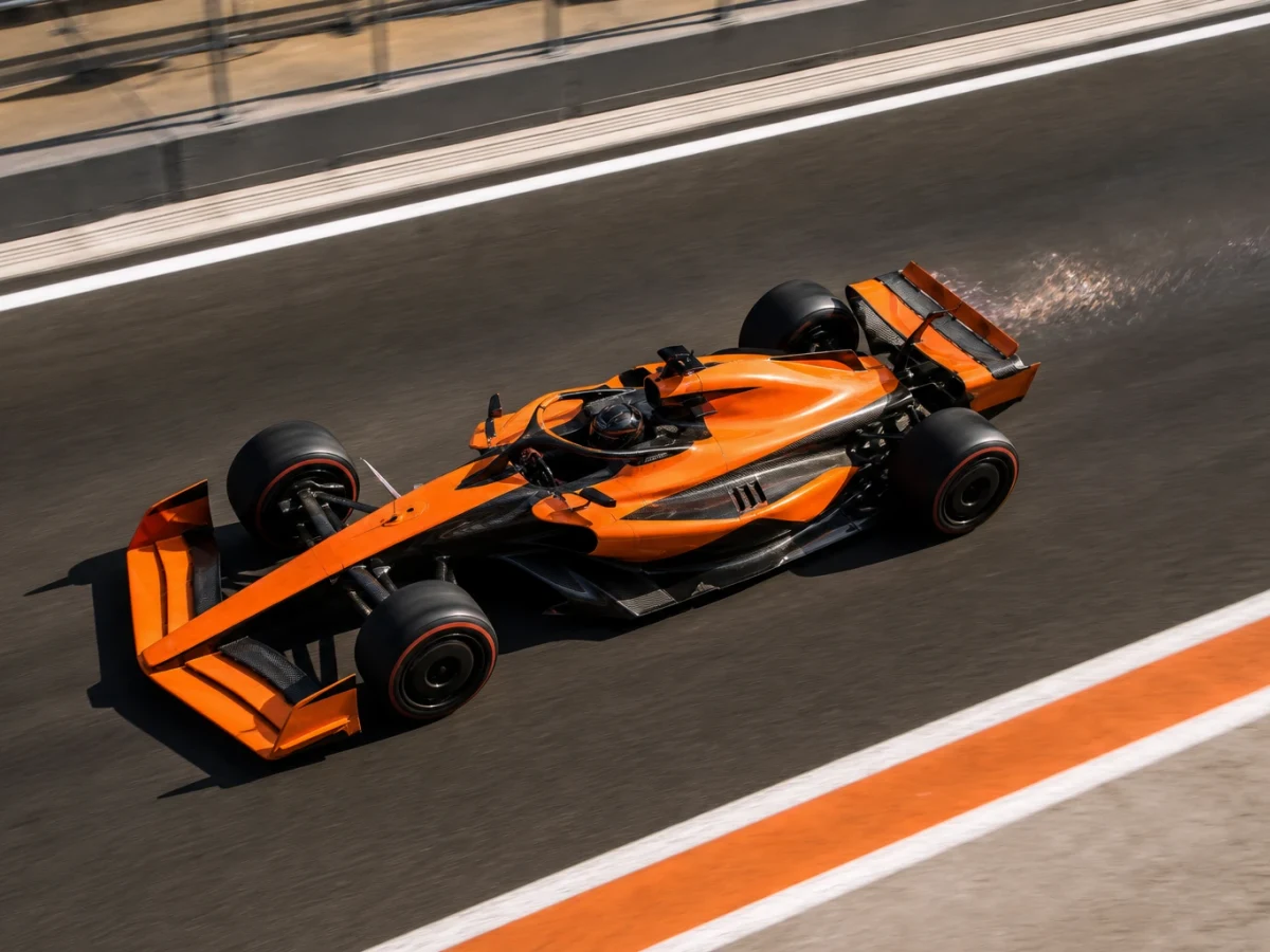 Formel 1-bilar av 2026 års generation på banan