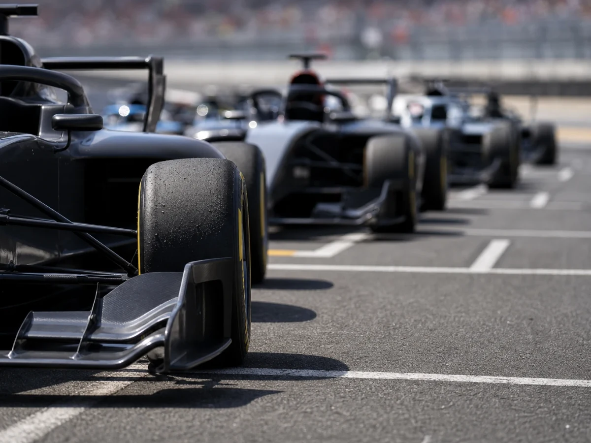 F1-bilar genom en kurva under ett Grand Prix