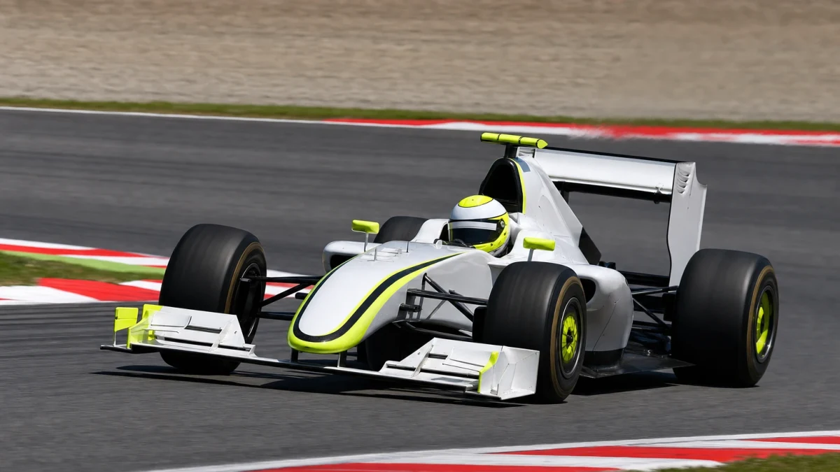 Formelbil i vitt och gult som illustrerar Brawn GP:s F1-säsong 2009