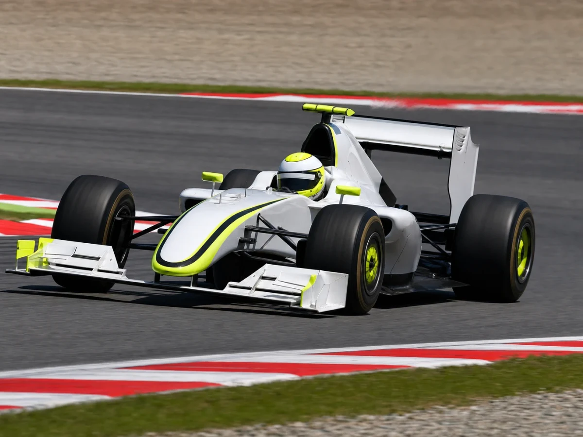 Formelbil i vitt och gult som illustrerar Brawn GP:s F1-säsong 2009