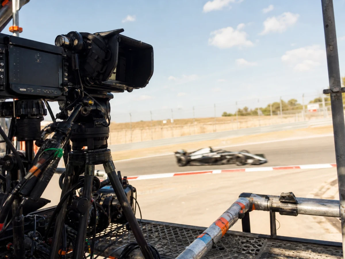 Tv-skärm som visar en pågående Formel 1-sändning