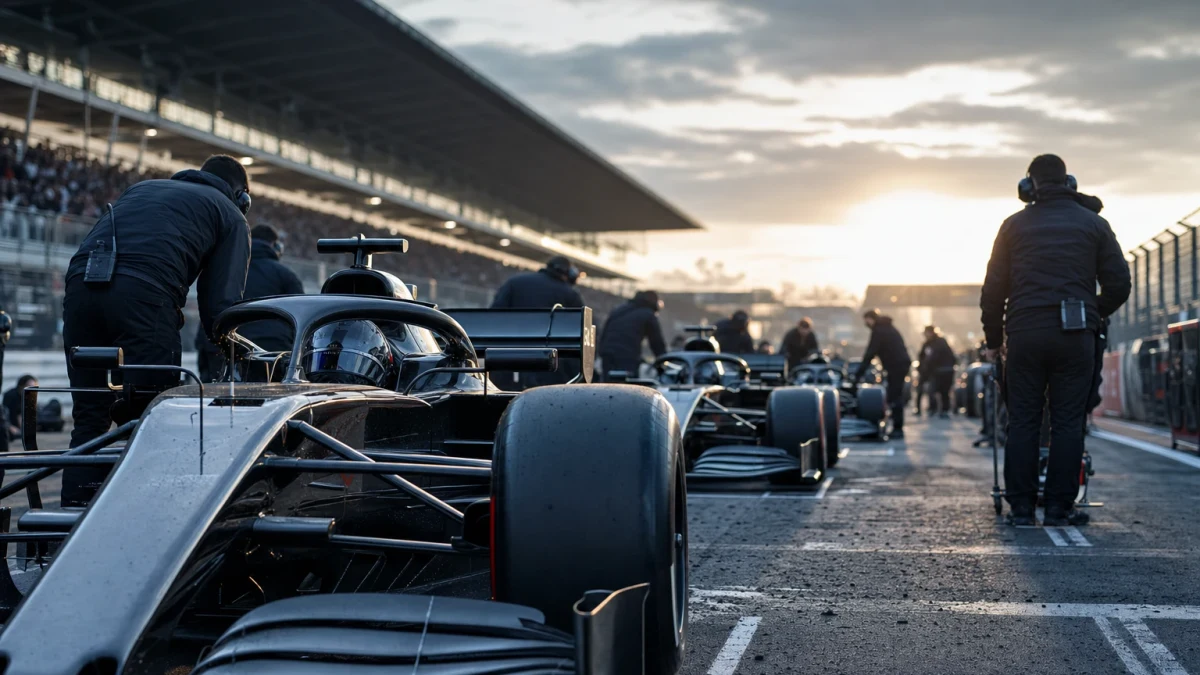 Startgrid i motorsportmiljö som illustrerar pole position