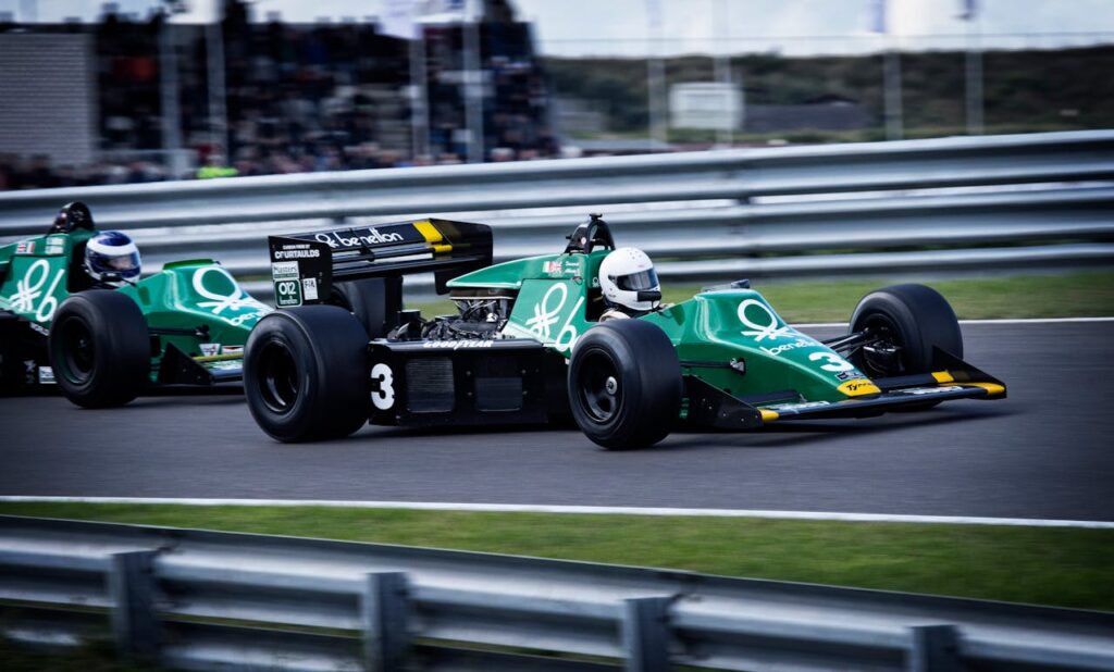 Man Riding on Racing Car